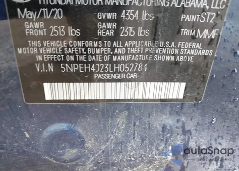 2020 Hyundai Sonata Limited из США, поврежденный, VIN 5NPEH4J23LH052784